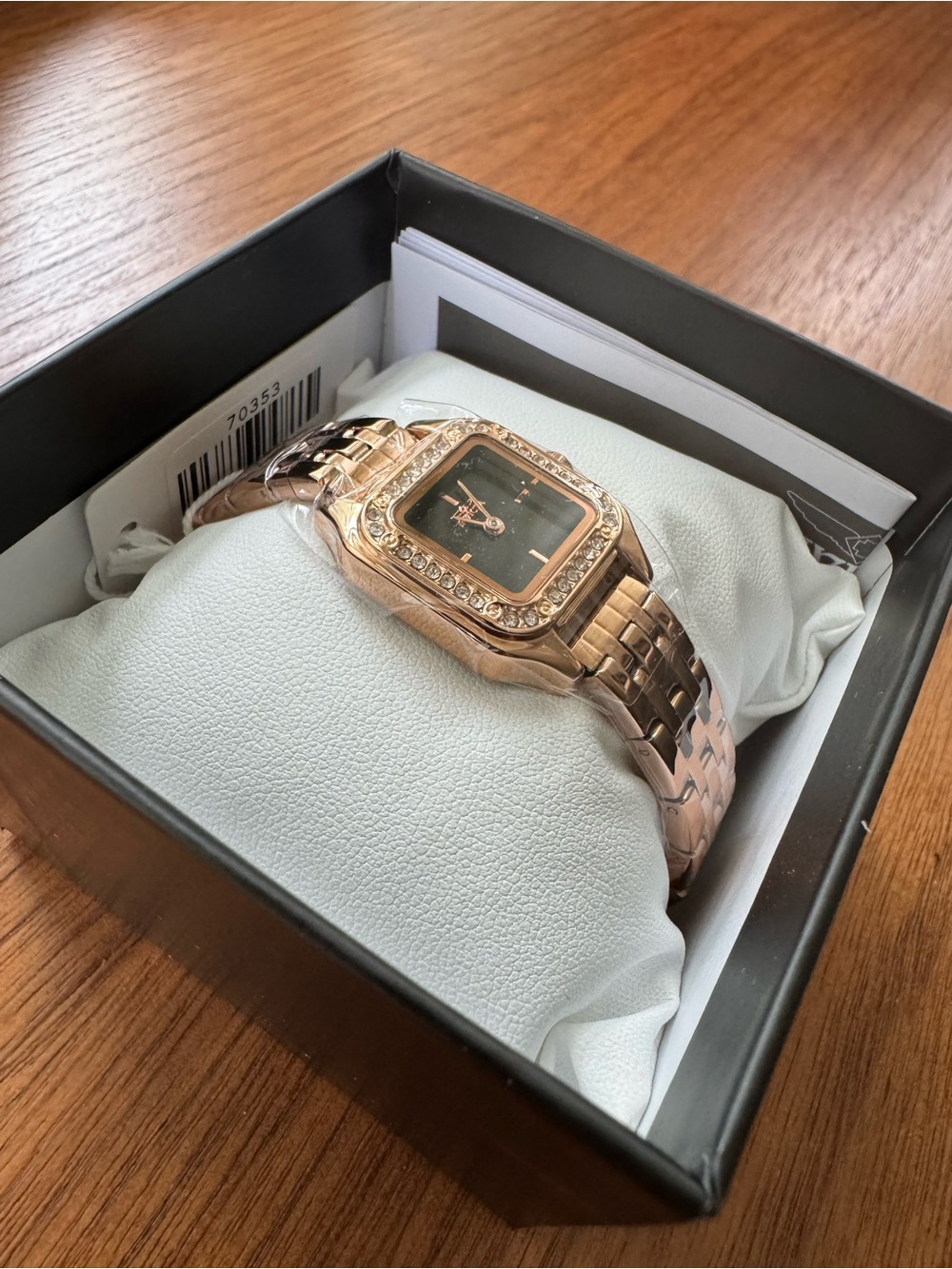 Invicta Rose Gold Tone Black Dial Crystal Accent Bracelet Watch - Picture 3 of 6